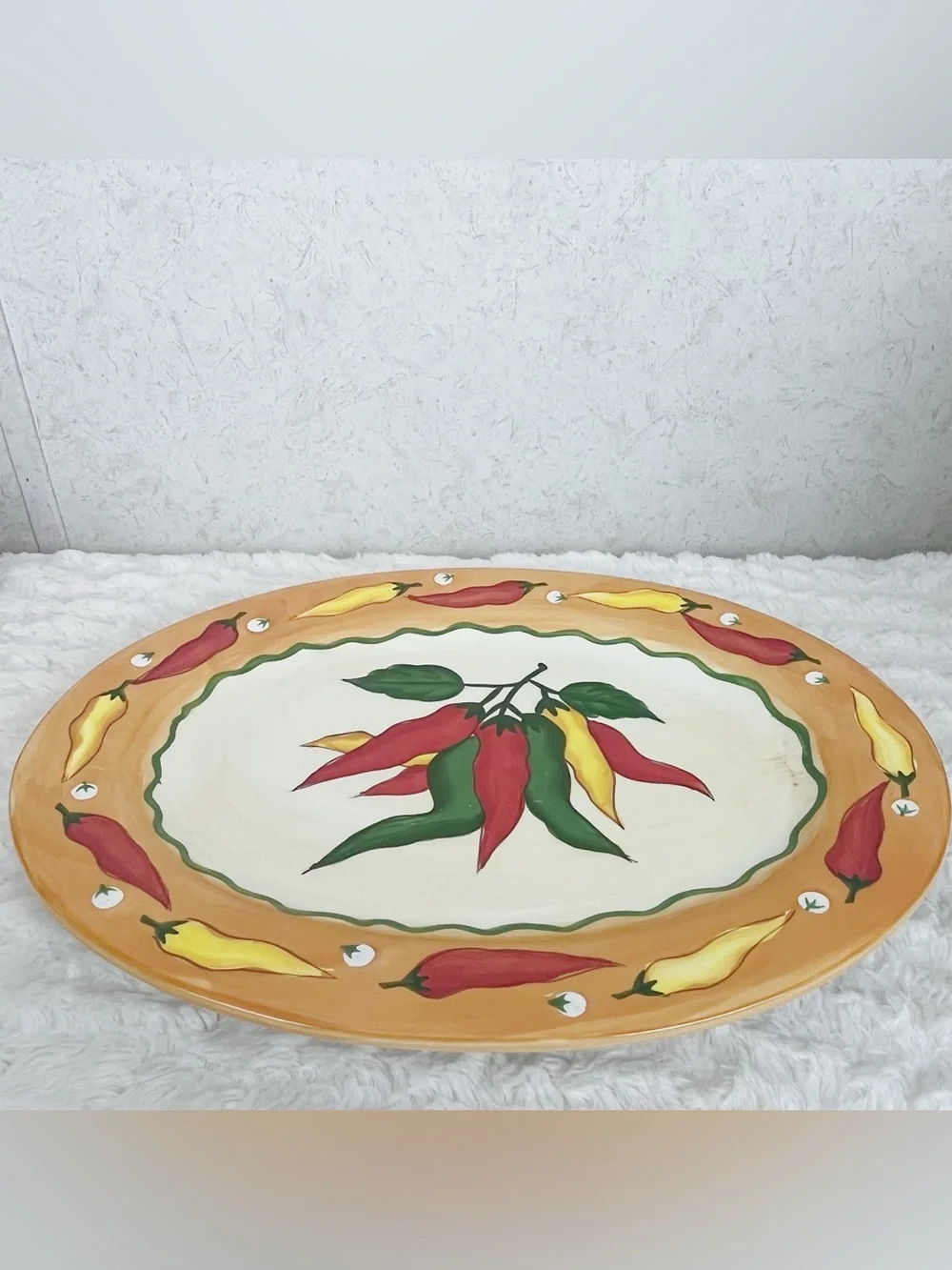 Rare Vintage WCL Hot Chili Peppers Large Oval Serving Platter Southwestern Boho